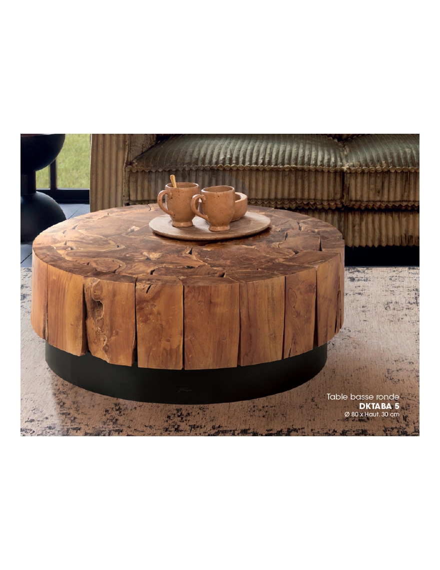 Table basse ronde Teck Massif Melina
