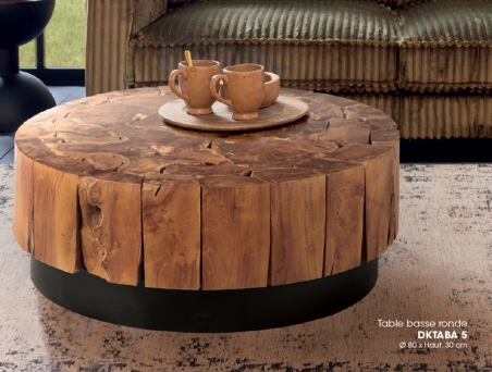 Table basse ronde Teck Massif Melina