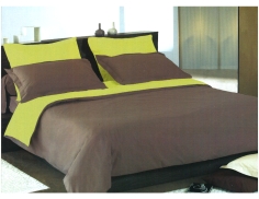 Housse de Couette Satin de coton Anis / Taupe